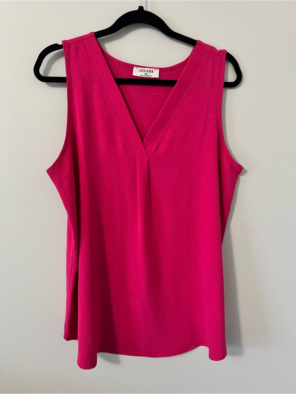 Zenana Outfitters Bright Fuchsia V-Neck Sleeveless Tank